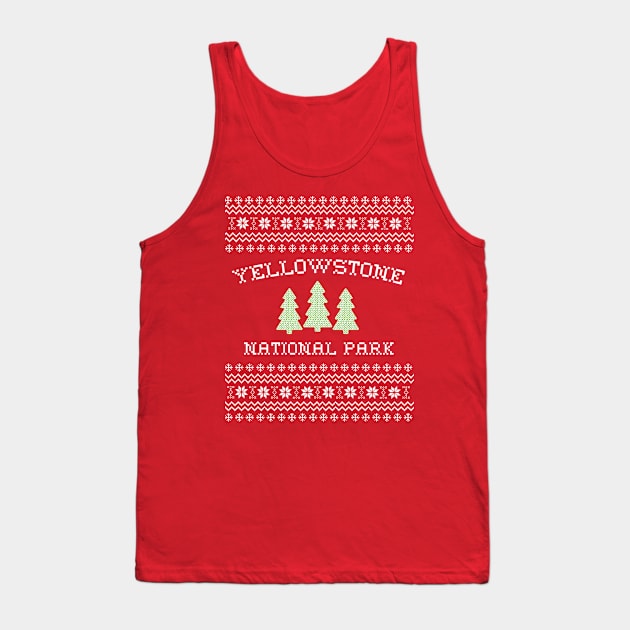 Yellowstone National Park Ugly Christmas Sweater Tank Top by roamfree